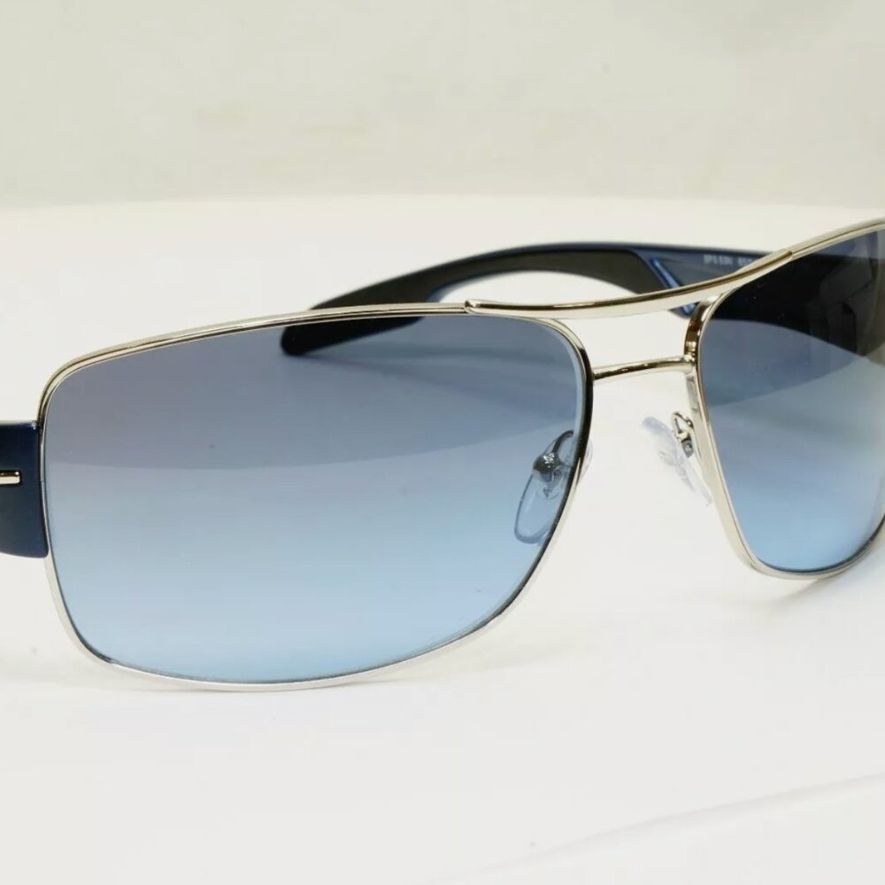 Prada Mens Blue Square Metal Sunglasses Red Stripe - Picture 5 of 5